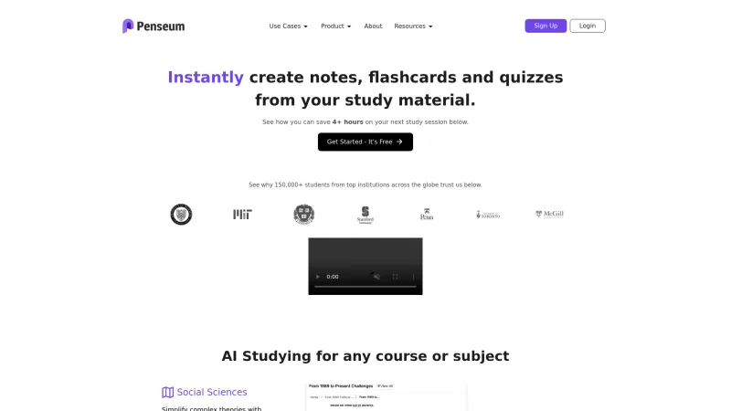 Homepage of Penseum