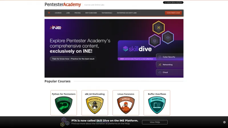 Homepage of Pentester Academy