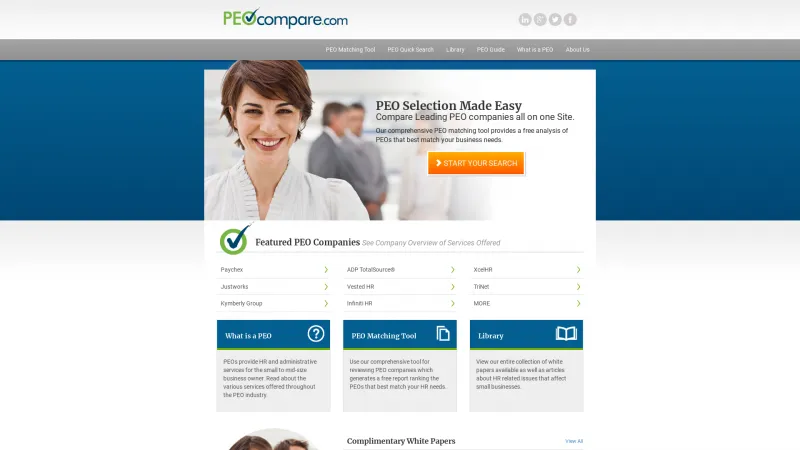 Homepage of PEOCOMPARE