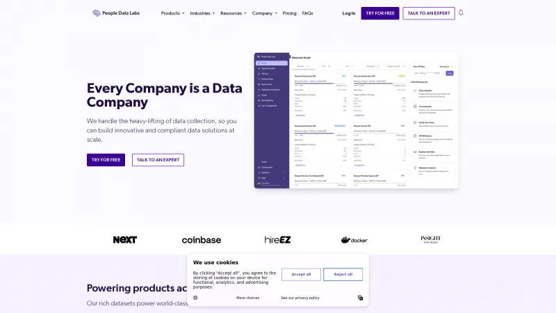 Homepage of People Data Labs