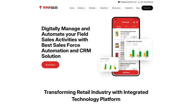 Homepage of Pepup Sales