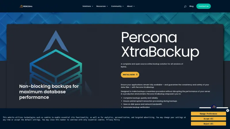 Homepage of Percona XtraBackup