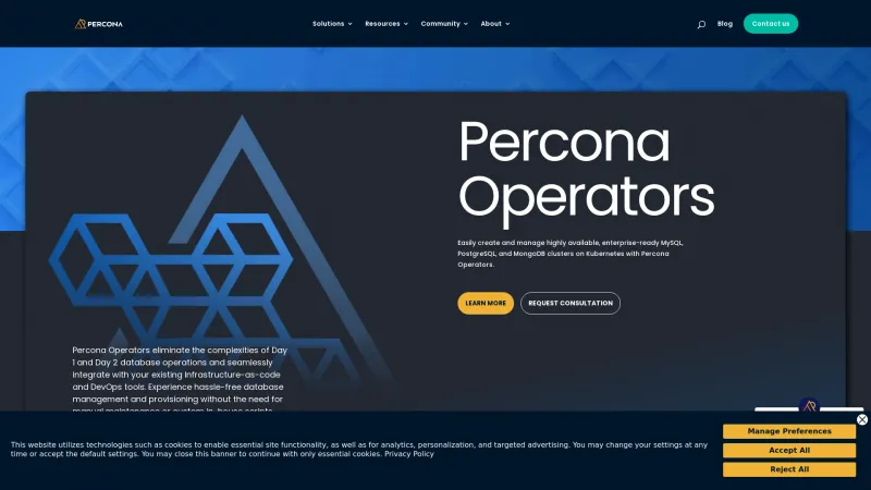 Homepage of Percona Kubernetes Operator