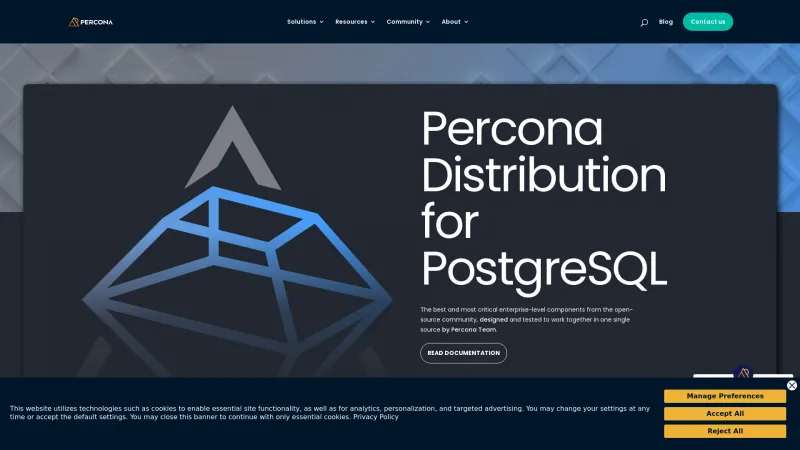 Homepage of Percona Distribution for PostgreSQL