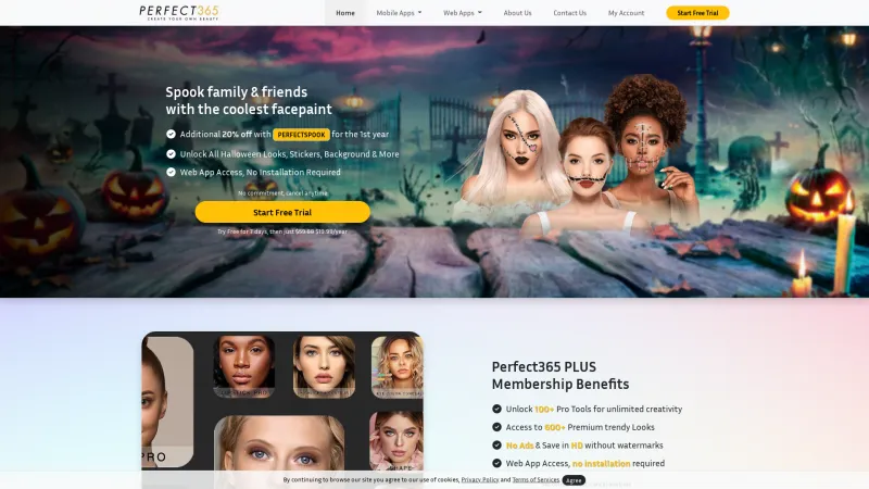 Homepage of Perfect365