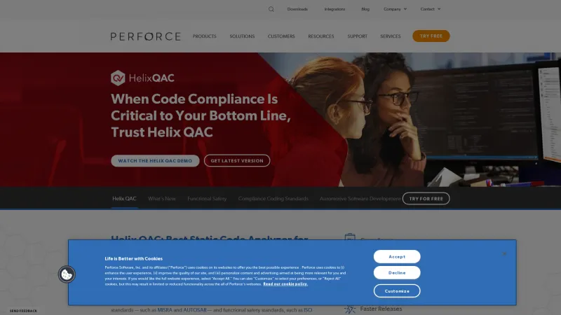 Homepage of Helix QAC