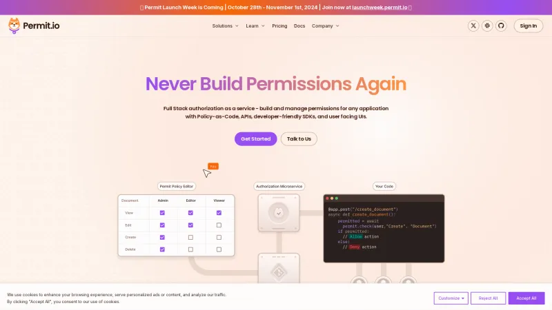 Homepage of Permit.io