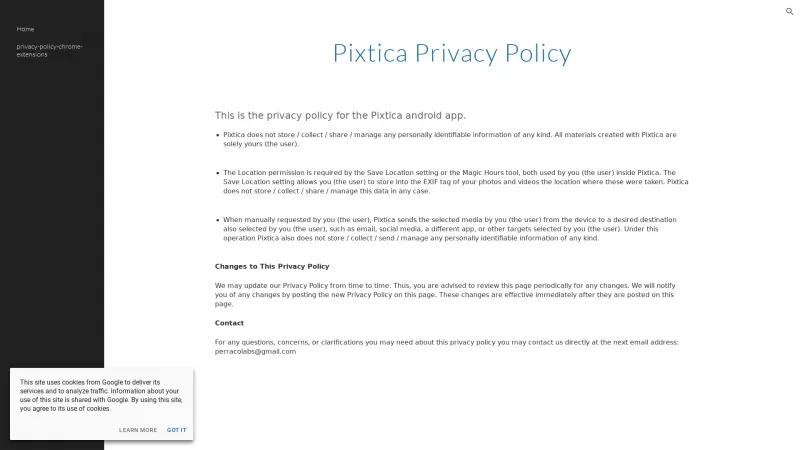 Homepage of Pixtica