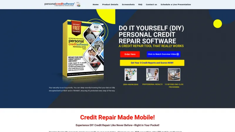 Homepage of Personal Credit Repair Software