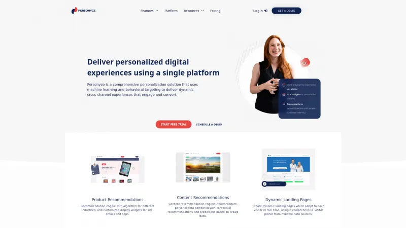 Homepage of Personyze