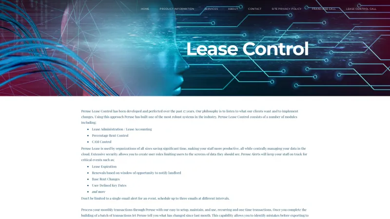 Homepage of Peruse Lease