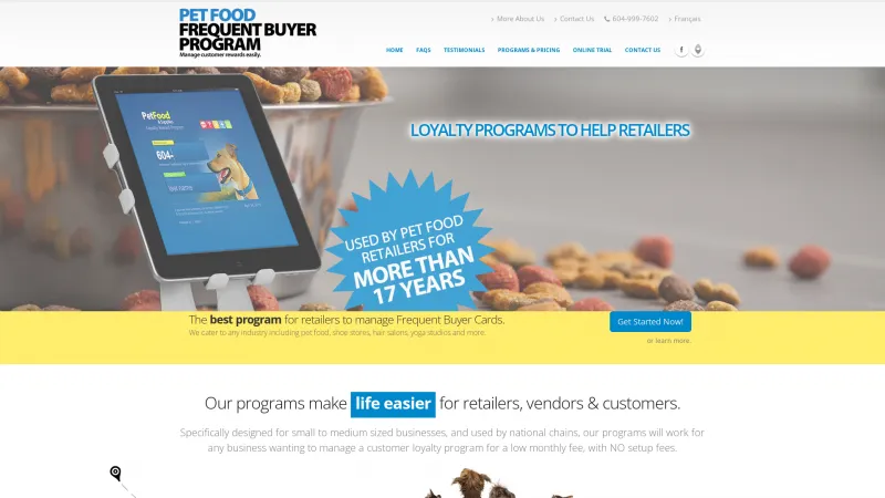 Homepage of Pet Food Frequent Buyer Program