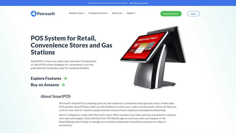 Homepage of SmartPOS by Petrosoft