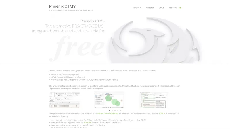 Homepage of Phoenix CTMS