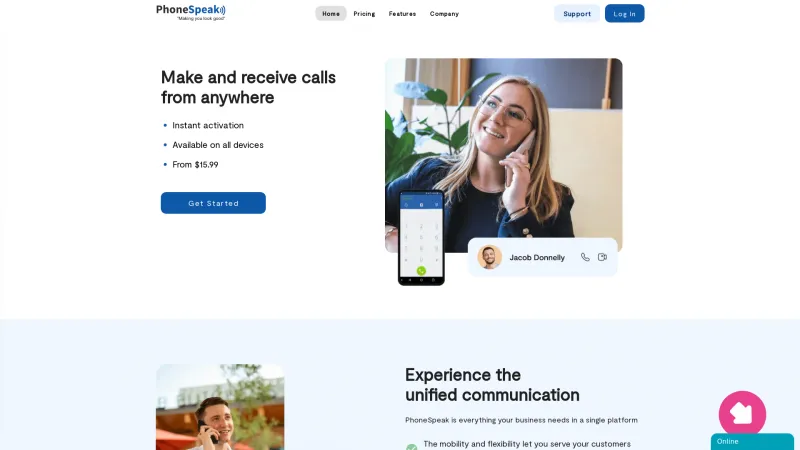 Homepage of PhoneSpeak