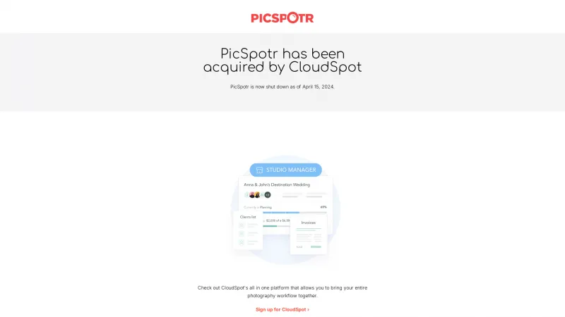 Homepage of PicSpotr