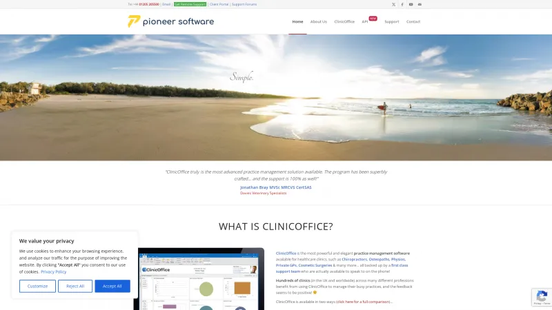 Homepage of ClinicOffice