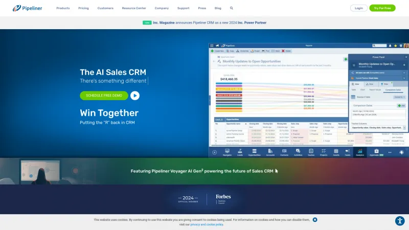 Homepage of Pipeliner CRM