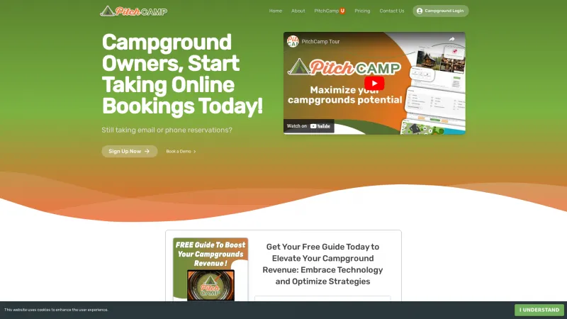 Homepage of PitchCamp