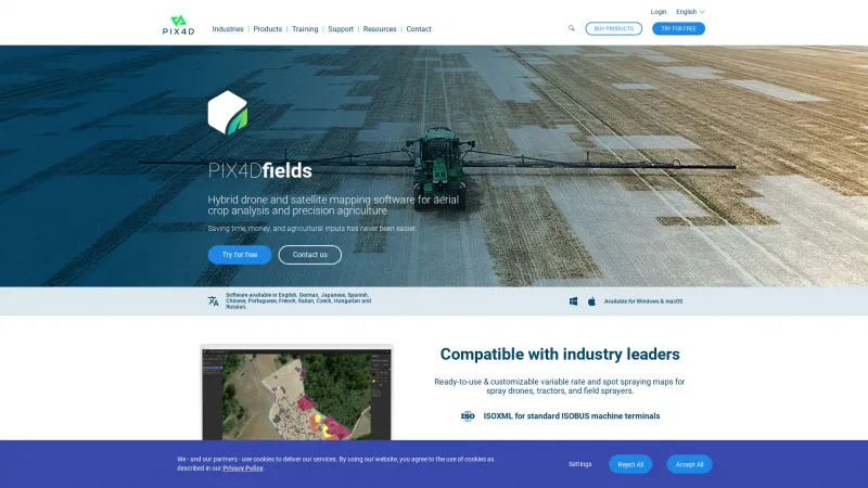 Homepage of Pix4Dfields