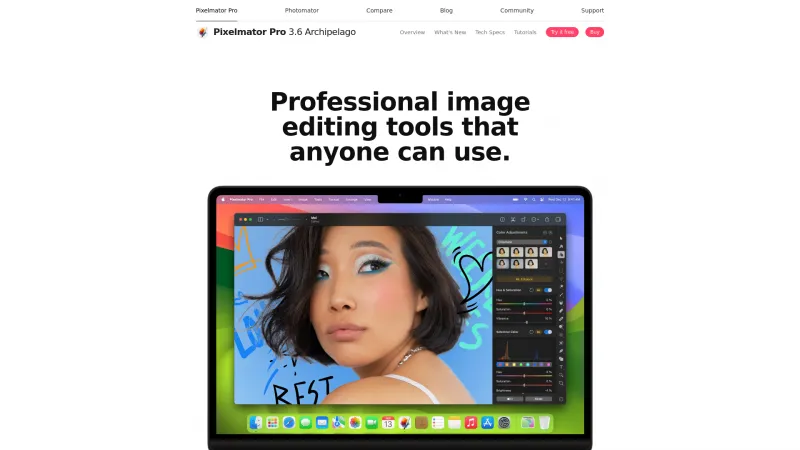 Homepage of Pixelmator