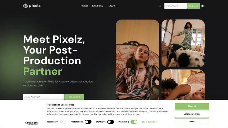 Homepage of Pixelz