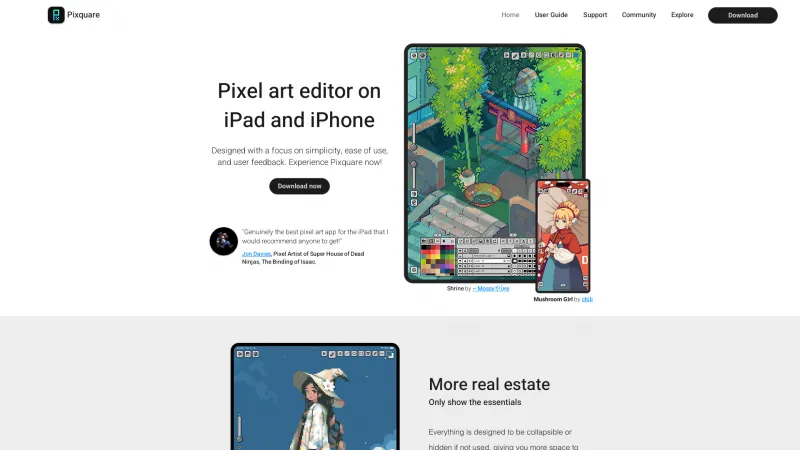 Homepage of Pixquare