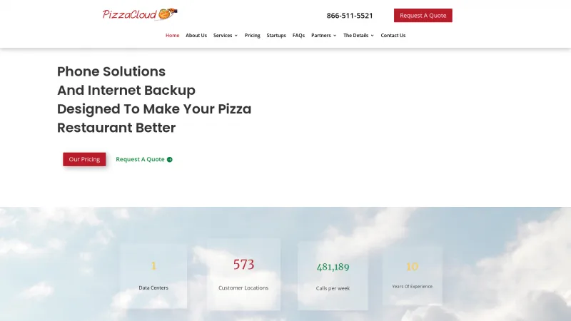 Homepage of PizzaCloud