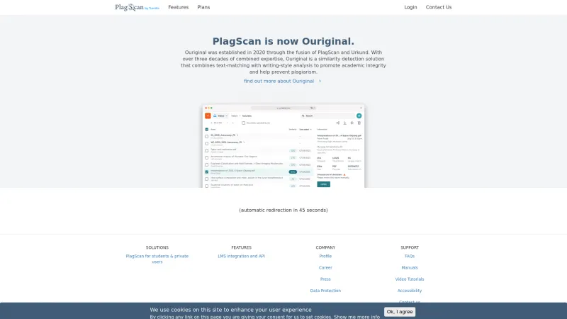 Homepage of PlagScan