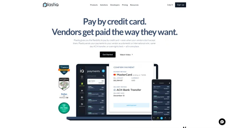 Homepage of Plastiq