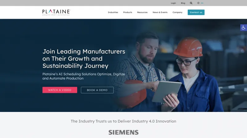 Homepage of Plataine