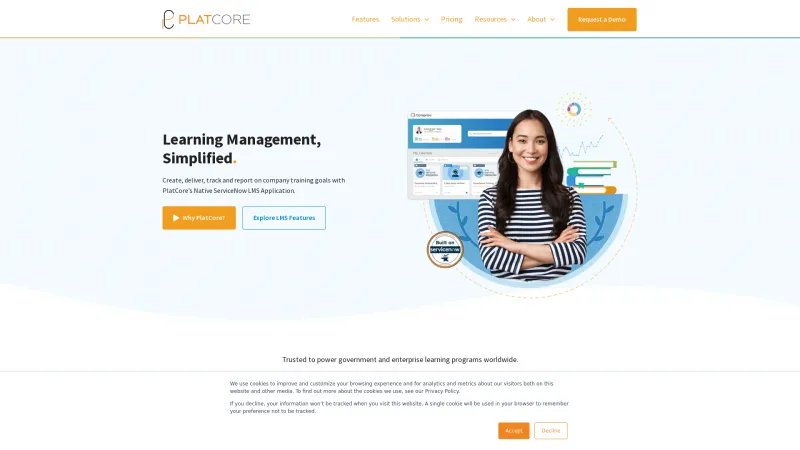 Homepage of PlatCore LMS