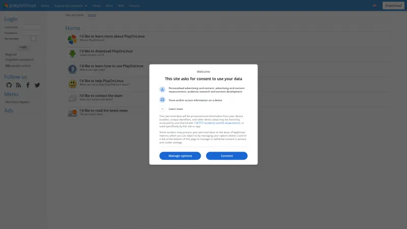 Homepage of PlayOnLinux