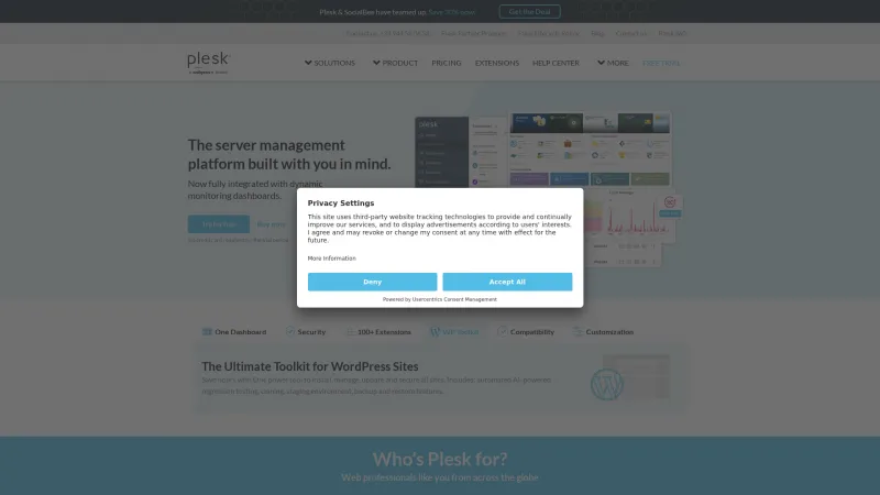 Homepage of Plesk