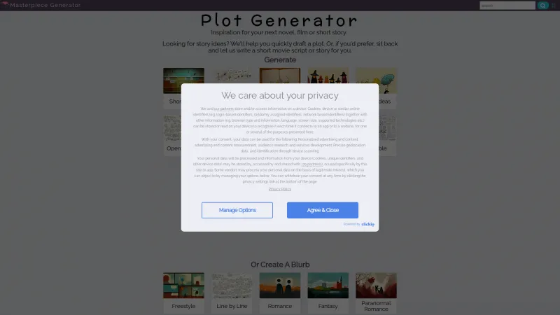 Homepage of Plot Generator