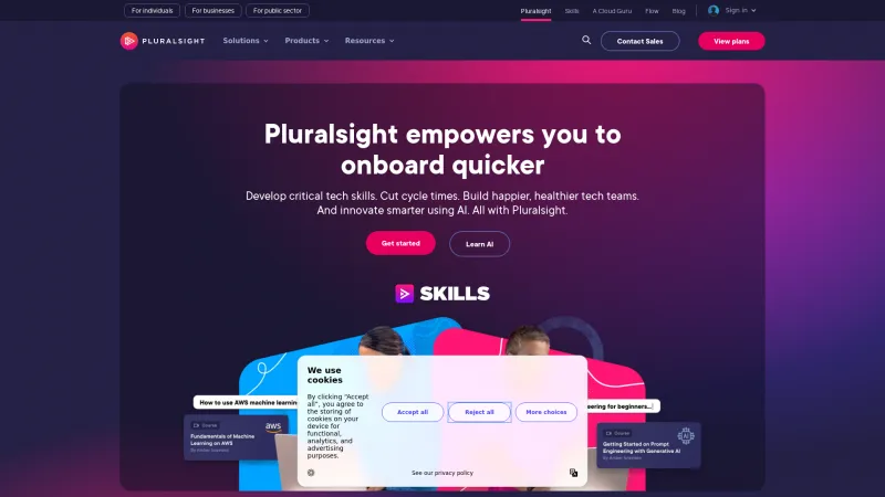 Homepage of Pluralsight