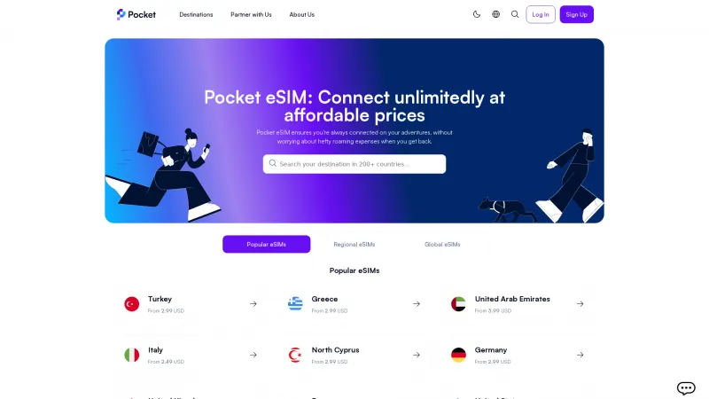 Homepage of Pocket eSIM