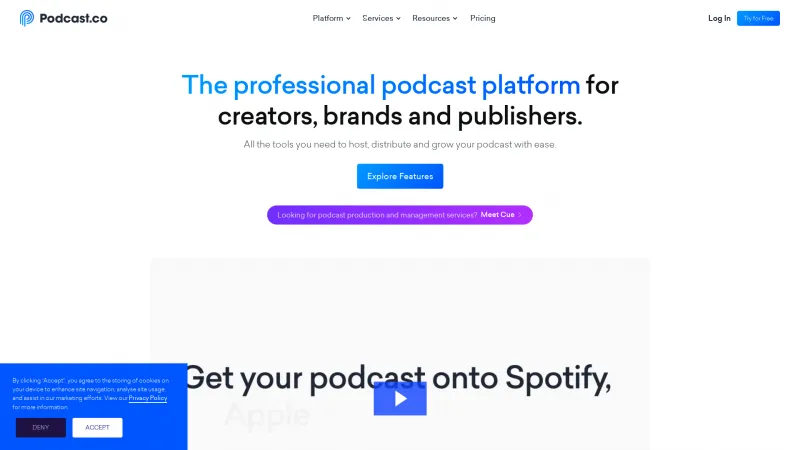 Homepage of Podcast.co