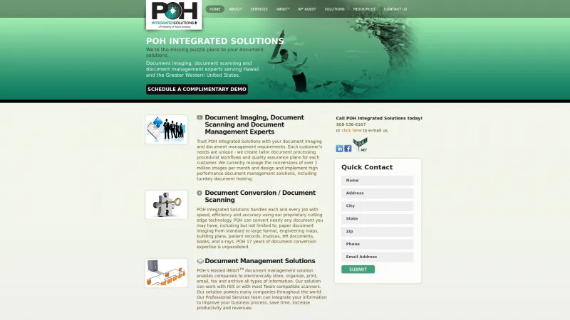 Homepage of POH Integrated Solutions