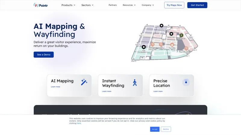 Homepage of Pointr