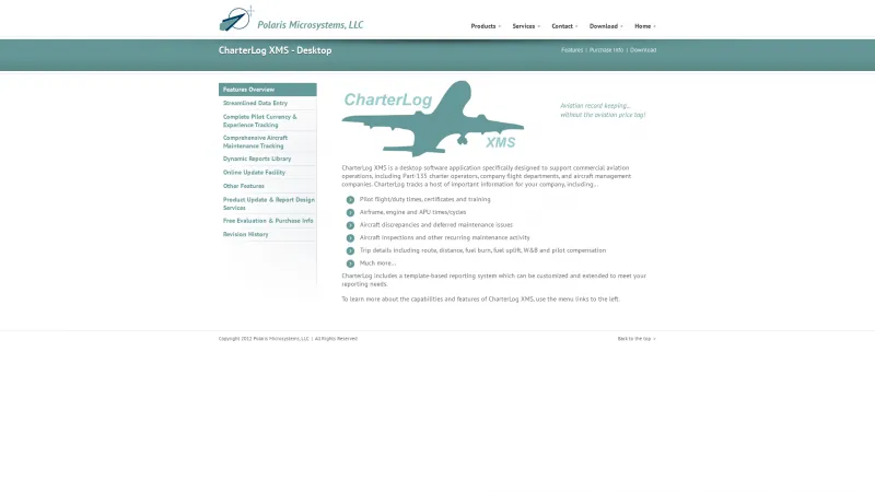 Homepage of CharterLog XMS