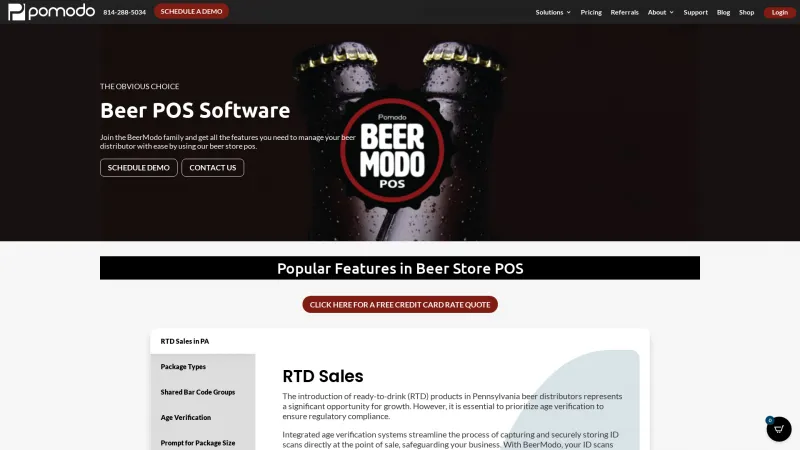 Homepage of BeerModo POS