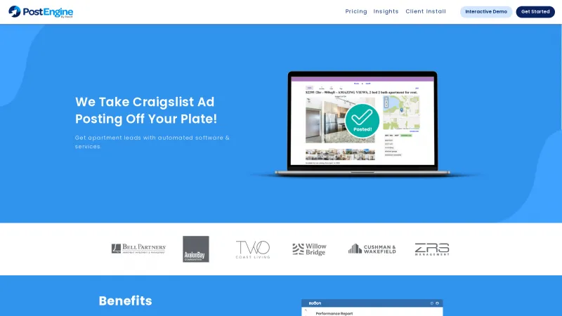 Homepage of PostEngine