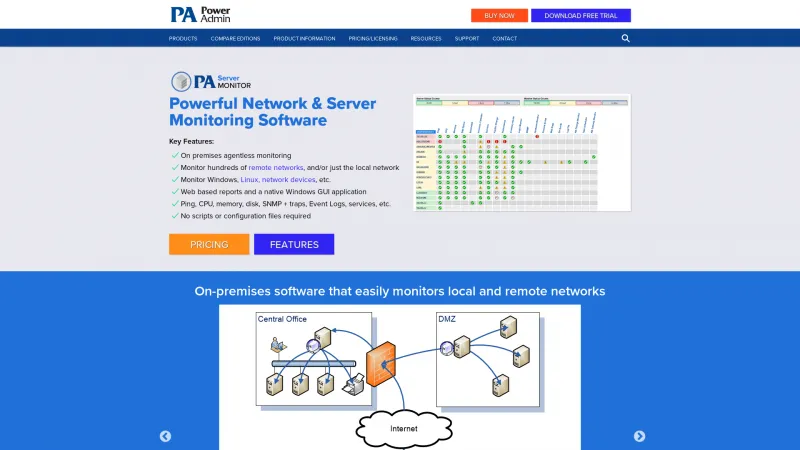 Homepage of PA Server Monitor