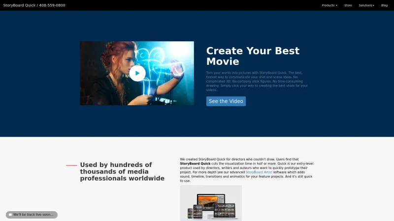 Homepage of Storyboard Quick