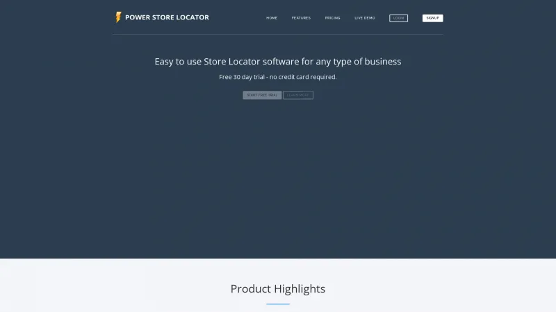 Homepage of Power Store Locator