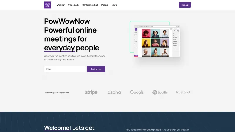 Homepage of PowWowNow