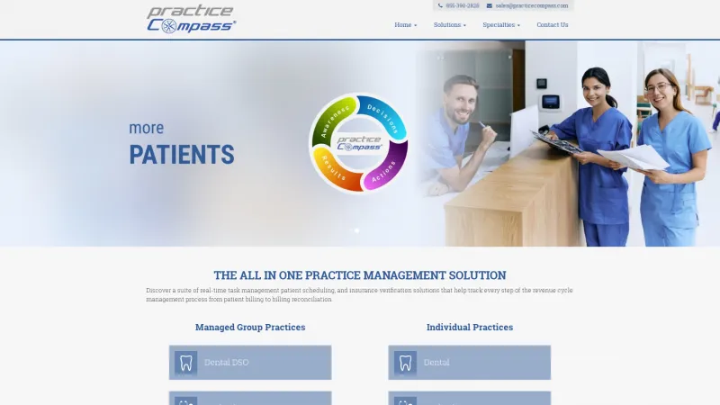 Homepage of PracticeCompass