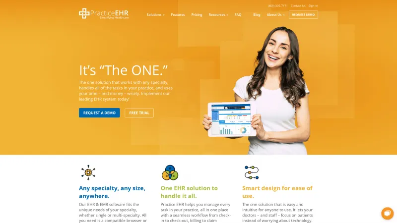 Homepage of Practice EHR