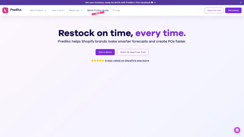 Homepage of Prediko